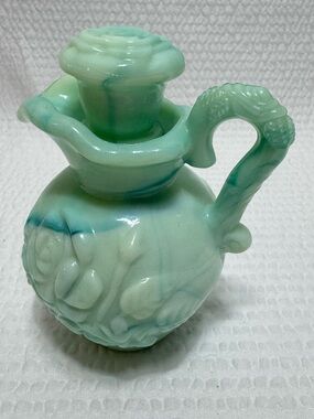 Vintage Mint Green Decorative Ceramic Pitcher Vase - oil